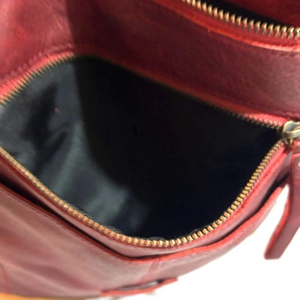 Handmade vintage unisex Elegant Burgundy distressed Leather Crossbody Bag